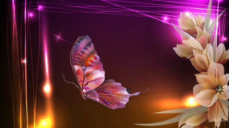 Butterfly with Glowing Wings — Purple