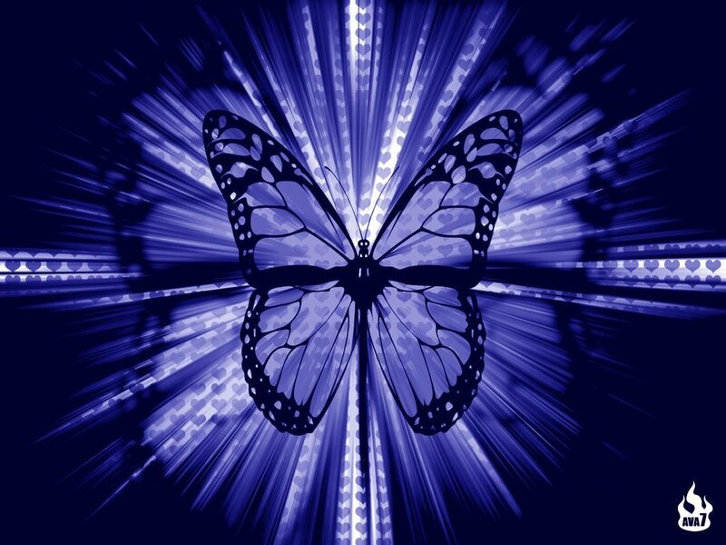 Butterfly with Heart Pattern — Blue