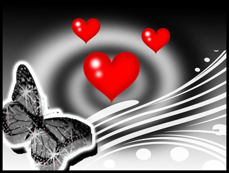 Butterfly with Hearts — Red