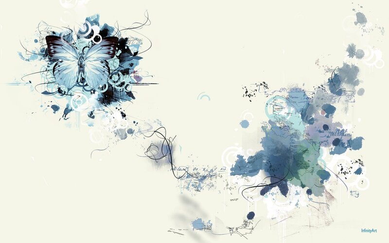 Butterfly with Ink Splatters