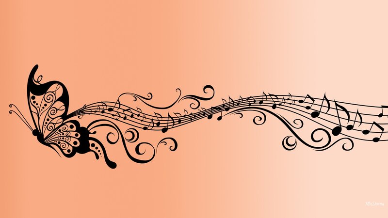 Butterfly with Musical Notes — Peach