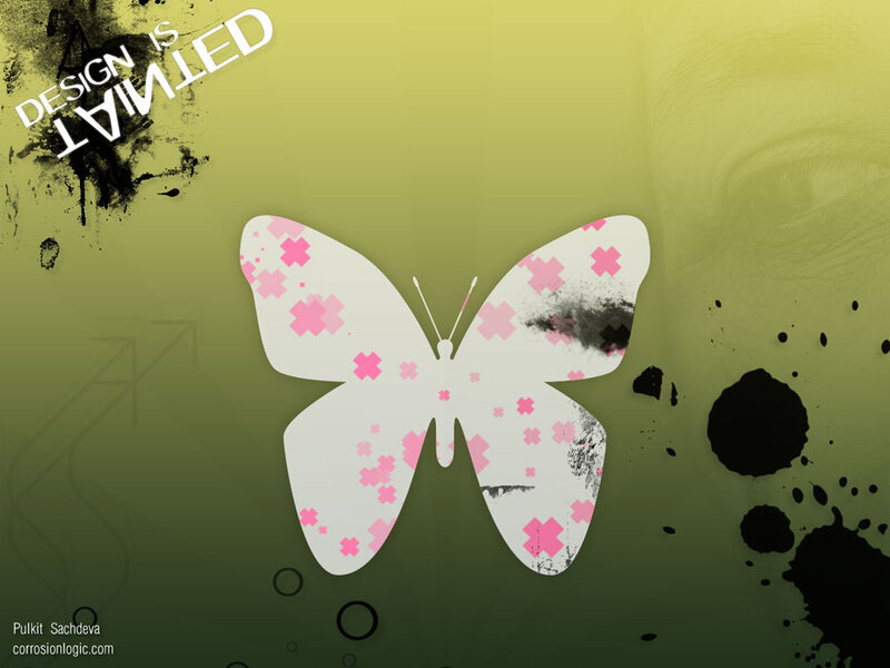 butterfly with pink crosses
