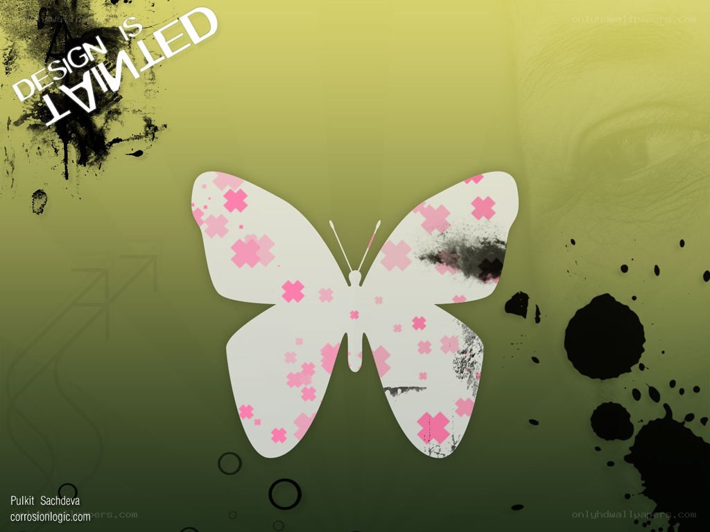 butterfly with pink crosses