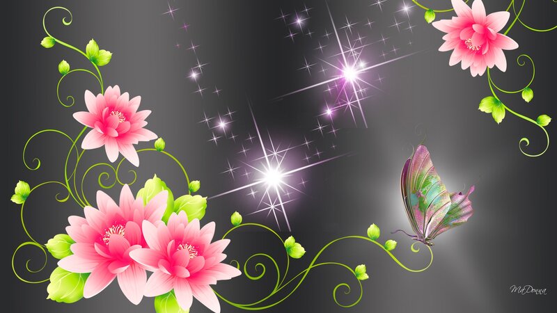 Butterfly with Pink Flowers