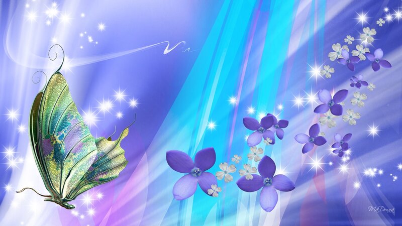 Butterfly with Purple Flowers