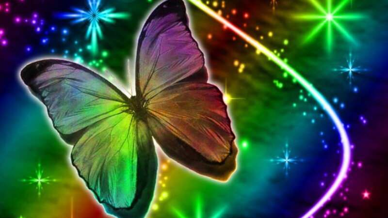Butterfly with Rainbow Wings — Green, Magical