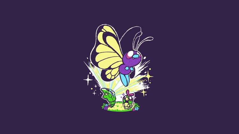 Butterfree and Caterpie