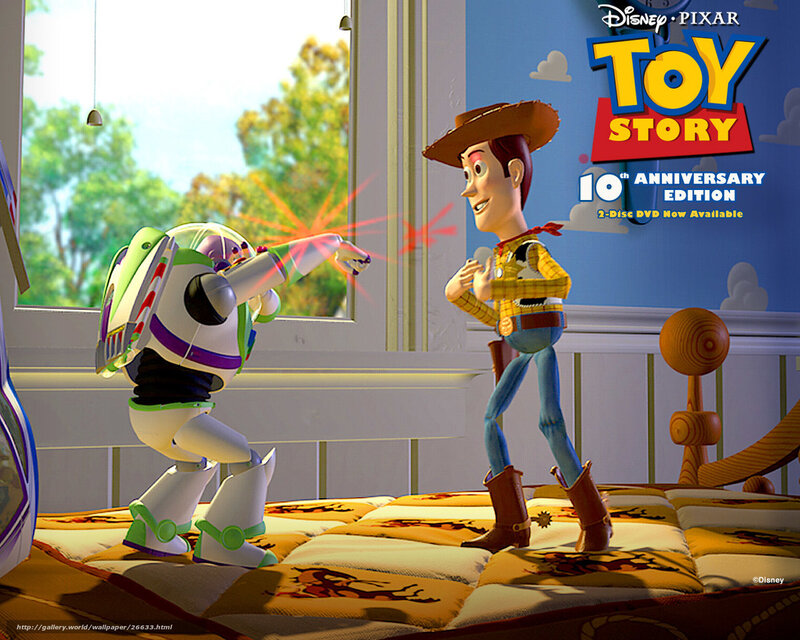 Buzz and Woody in a bedroom