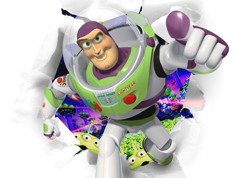 Buzz Lightyear breaks through wall
