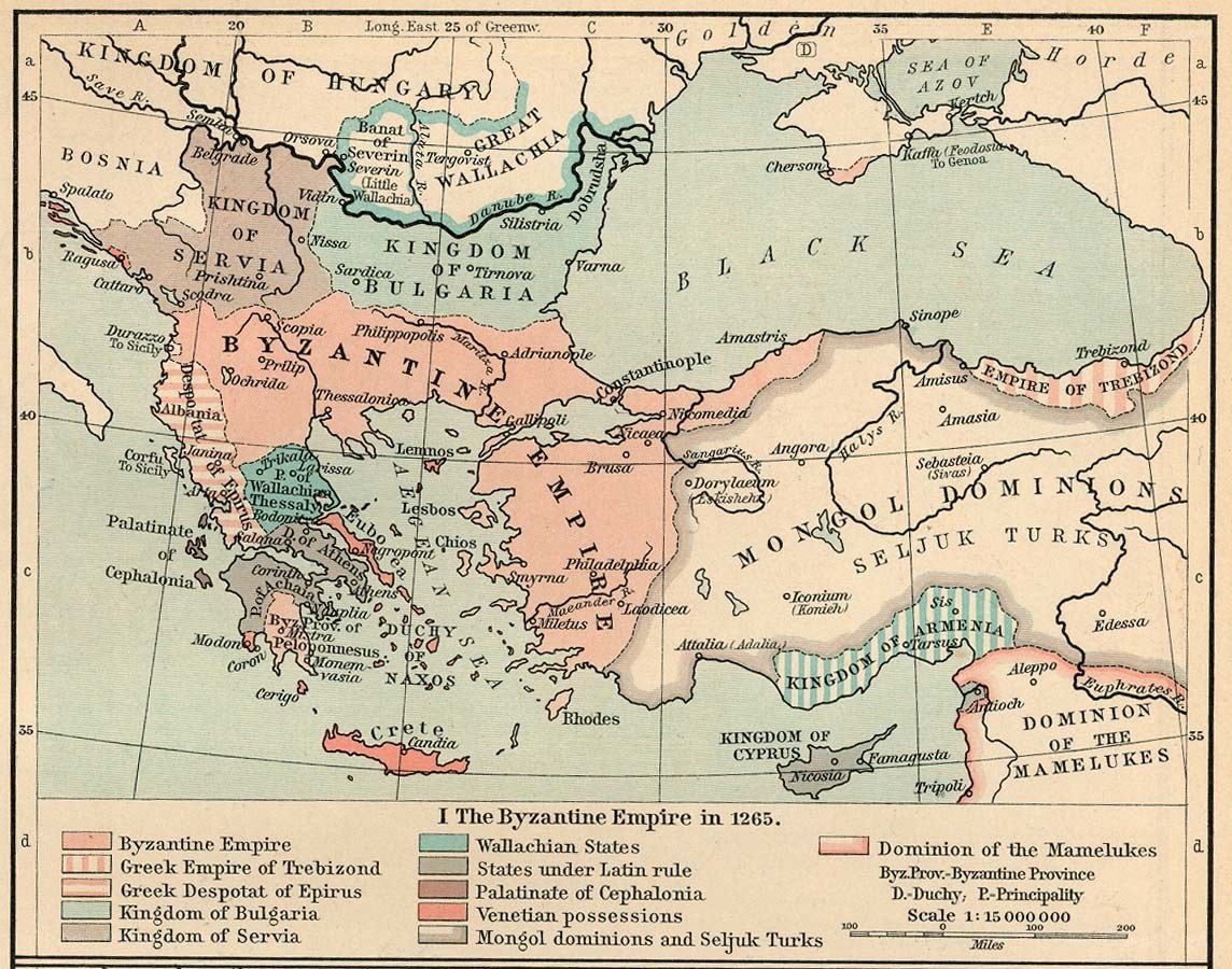 Byzantine Empire map 1265