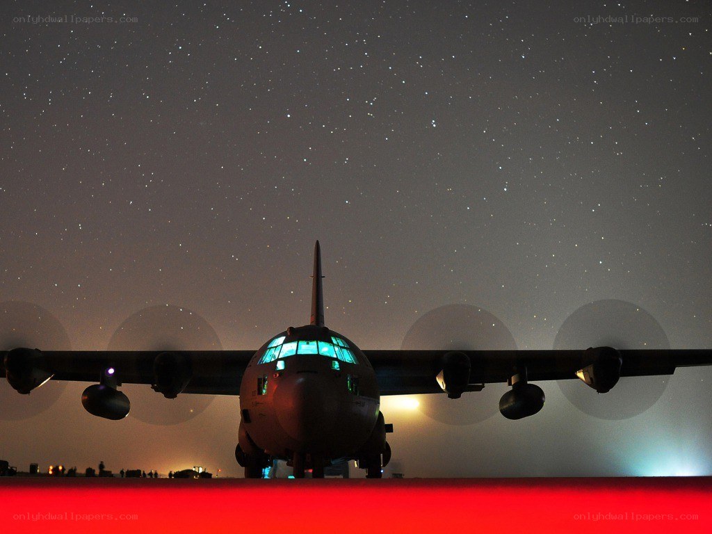 C-130 Hercules at night