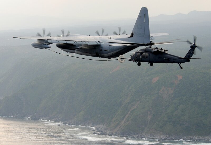 C-130 refueling a helicopter