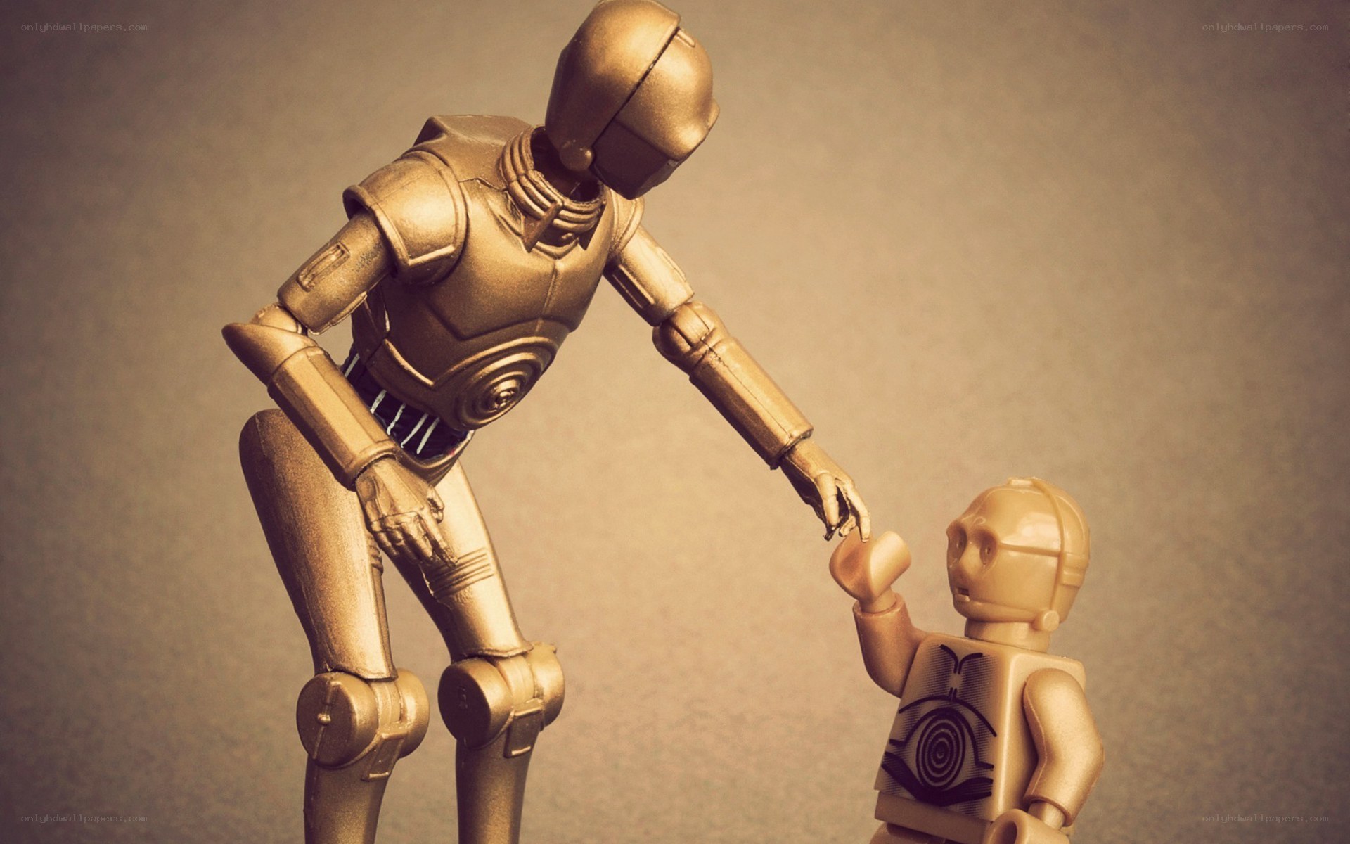 C-3PO and LEGO figure interaction