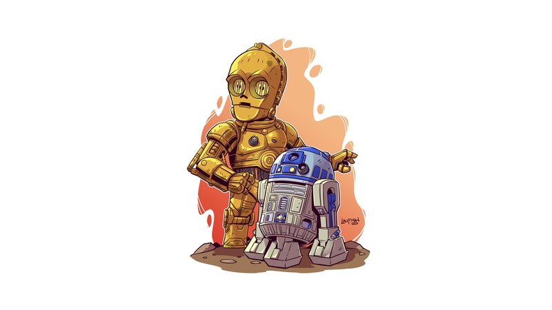 C-3PO and R2-D2 — Gold, Playful