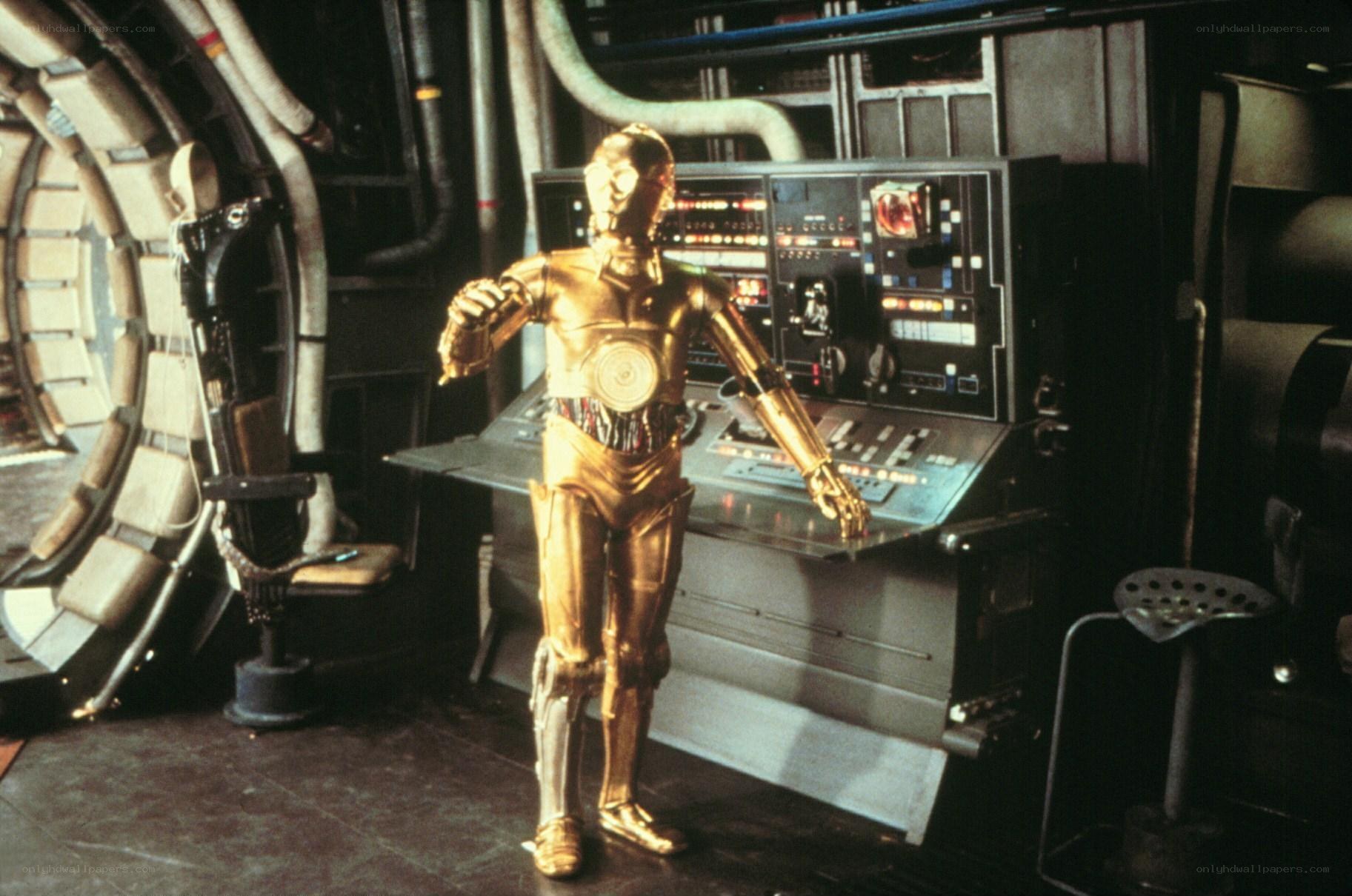 C-3PO in a spaceship cockpit