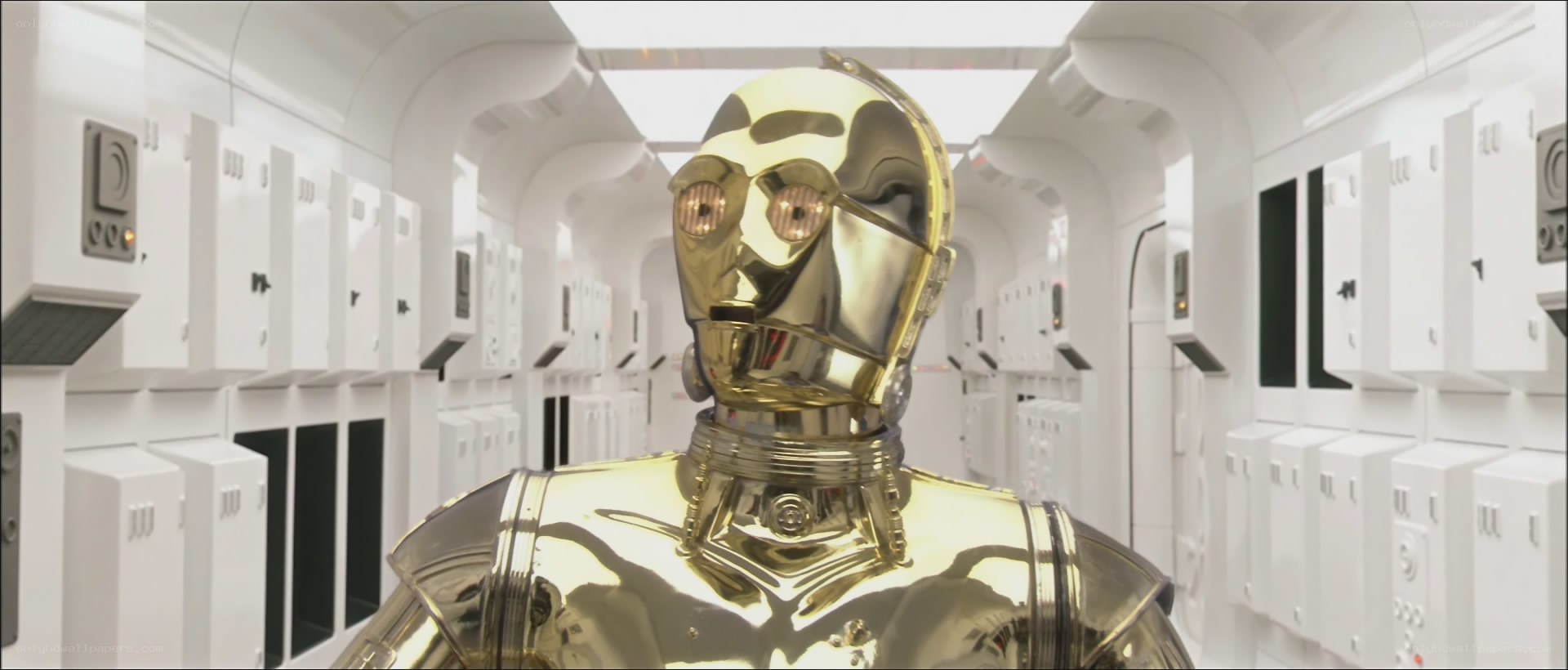 C-3PO in a spaceship corridor