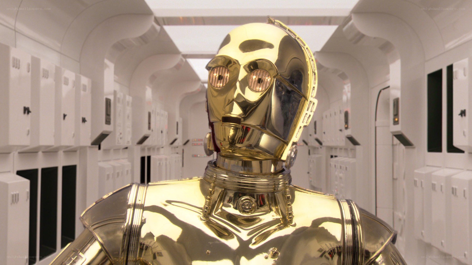 C-3PO in a spaceship corridor
