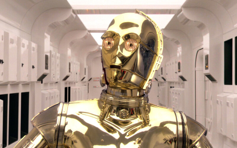 C-3PO in a spaceship corridor