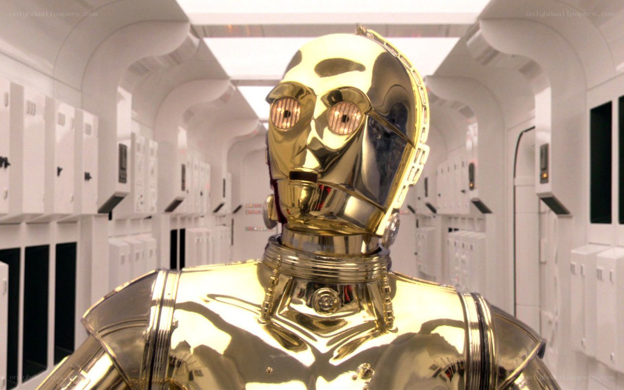 C-3PO in a spaceship corridor