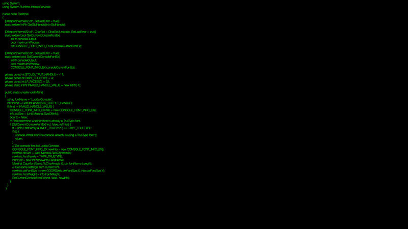 C# Code on Black Background