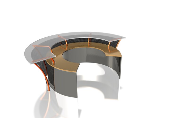 C-shaped desk design