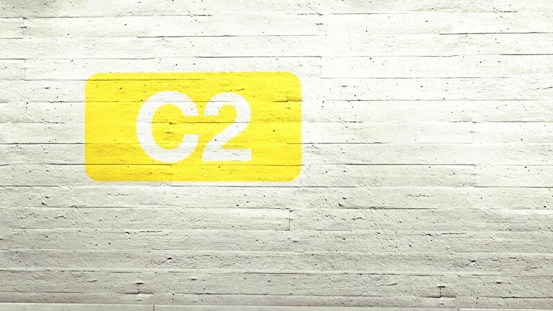 C2 sign on white wall