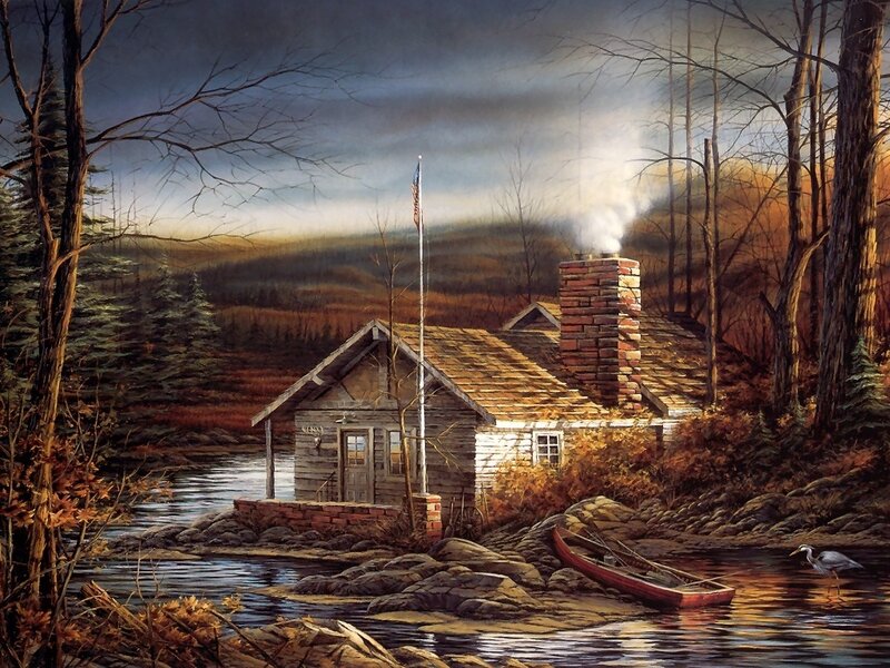 Cabin by a Lake — Brown, Serene
