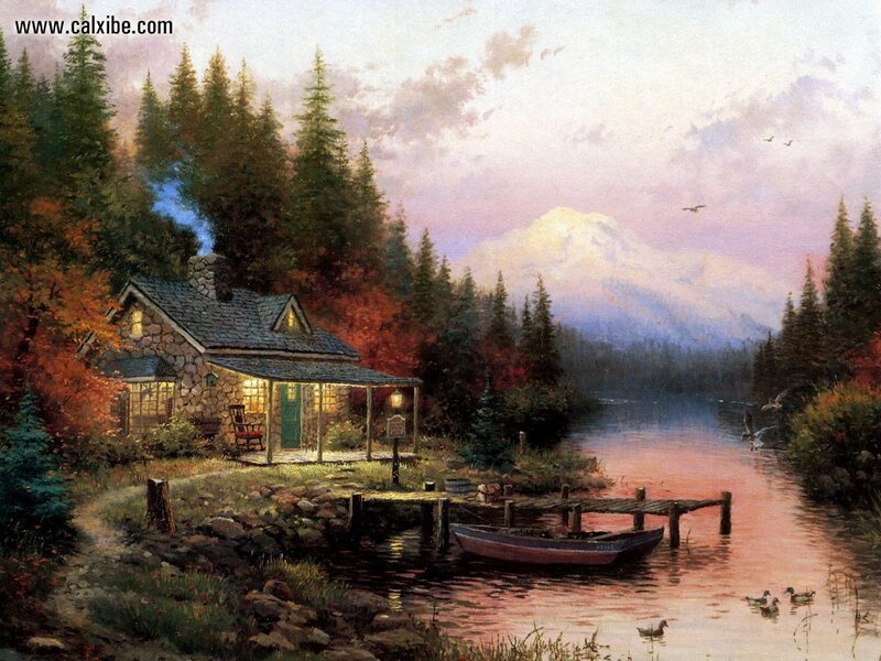 Cabin by a Lake — Green, Serene