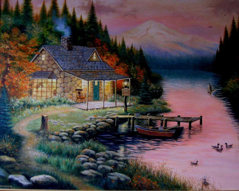 Cabin by a Lake — Pink