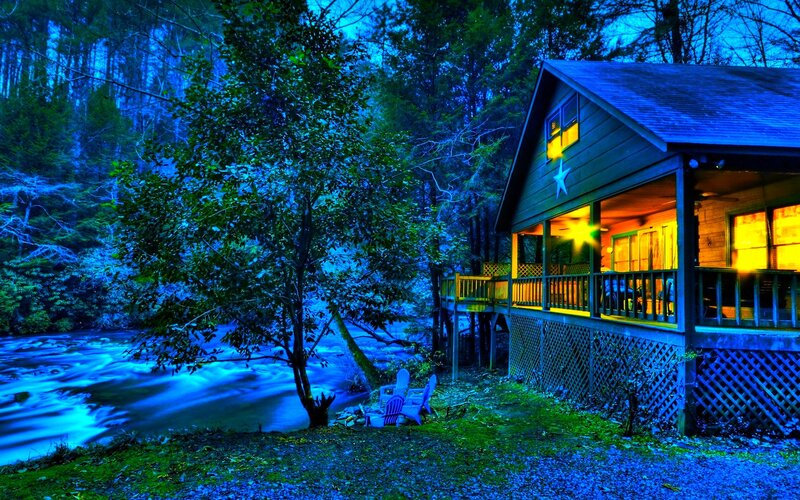 Cabin by a River — Blue