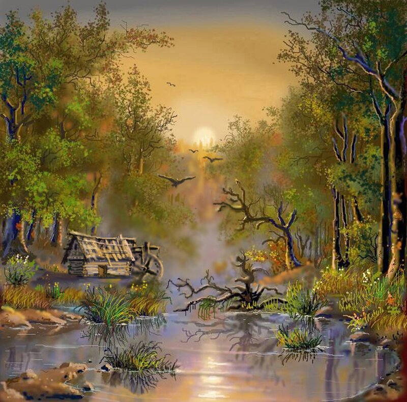 Cabin by a River — Green