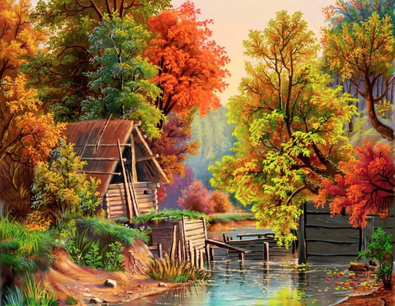 Cabin by a River — Orange