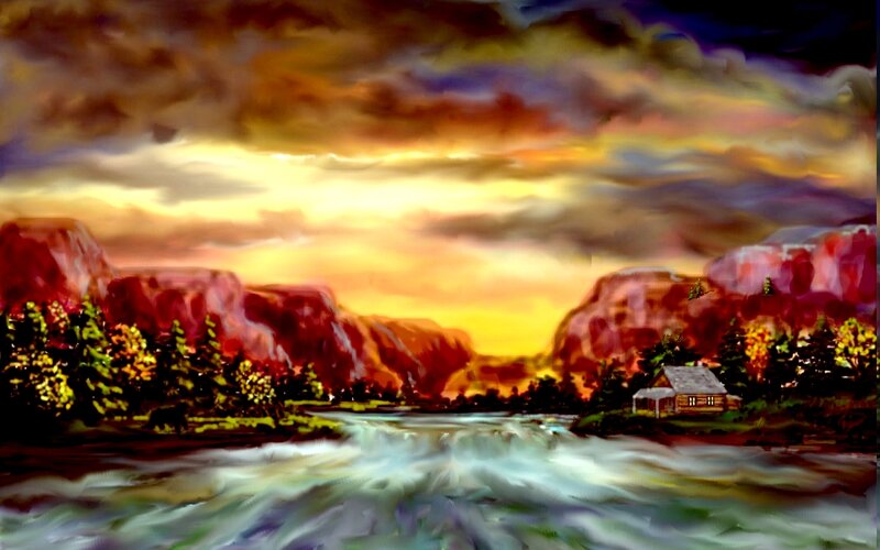 Cabin by a River — Yellow