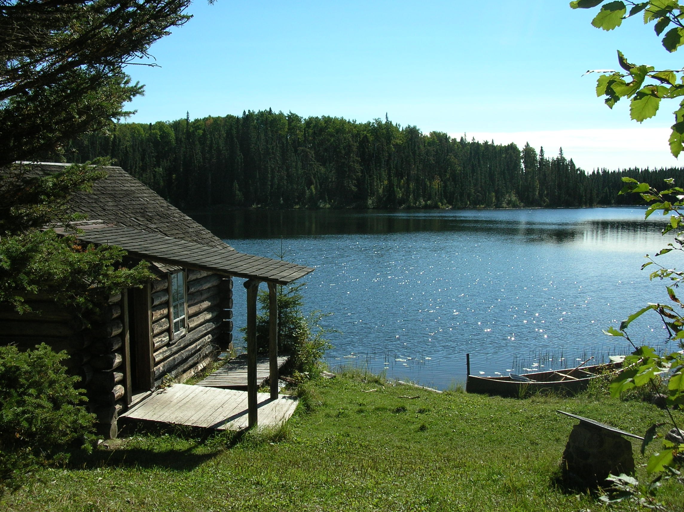 Cabin by a serene lake