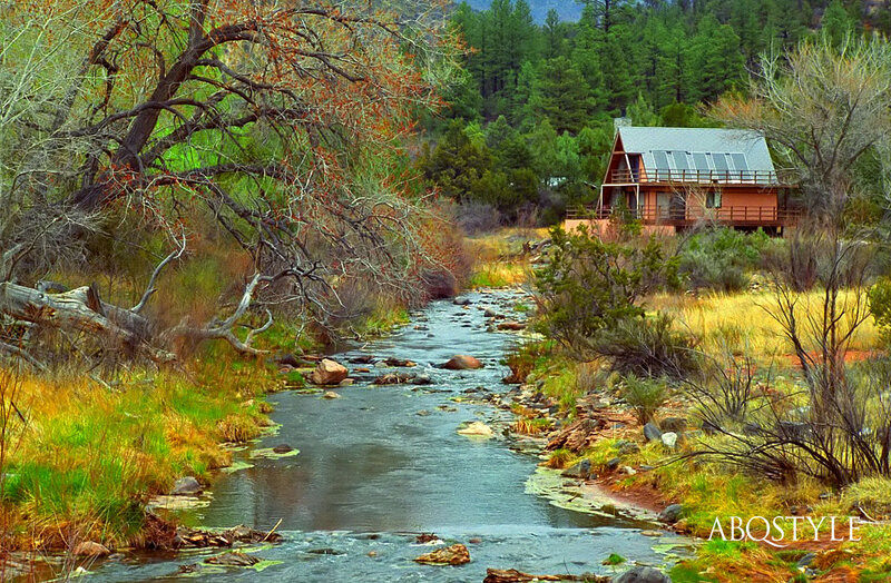 Cabin by a Stream — Green