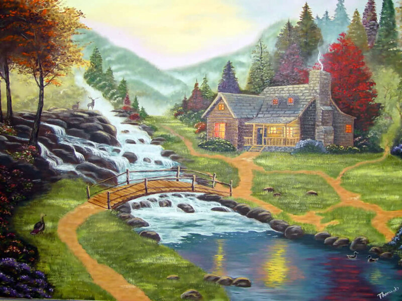 Cabin by a Stream