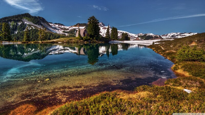 Cabin by Alpine Lake — Blue