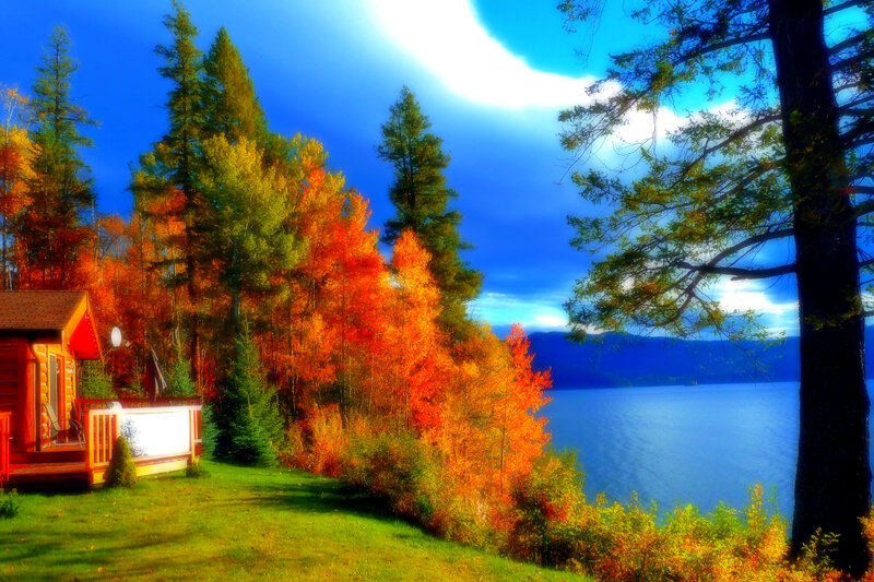 Cabin by Autumn Lake — Blue