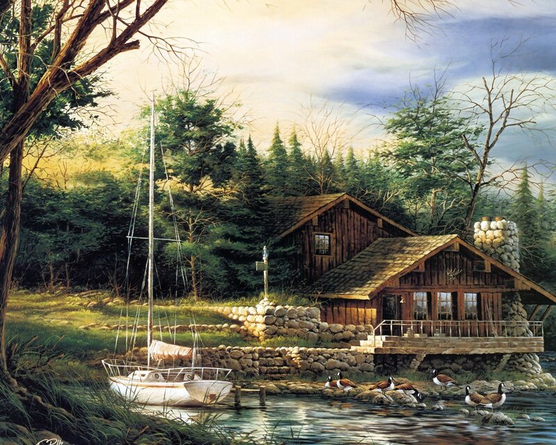 Cabin by Lake with Boat