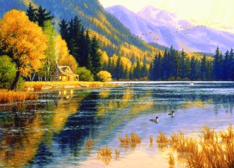 Cabin by Lake — Yellow