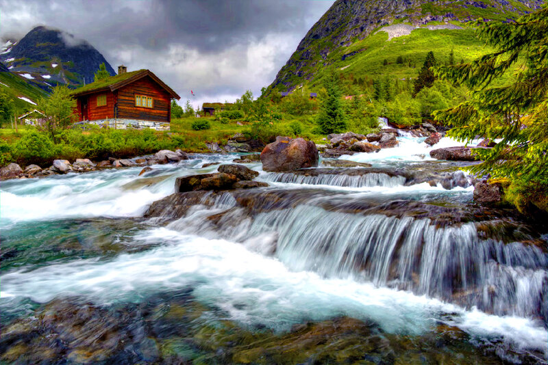 Cabin by Mountain Stream
