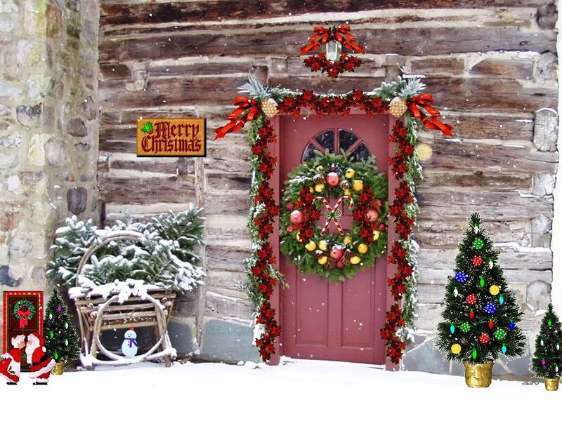 Cabin Door with Wreath
