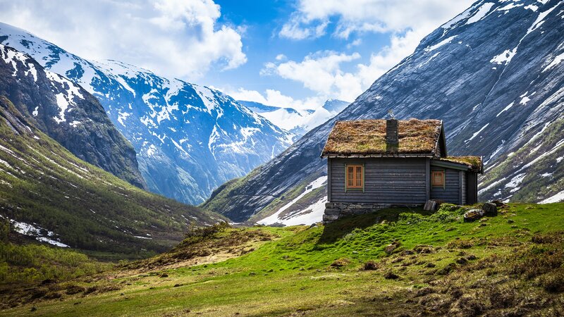 Cabin in a mountain valley