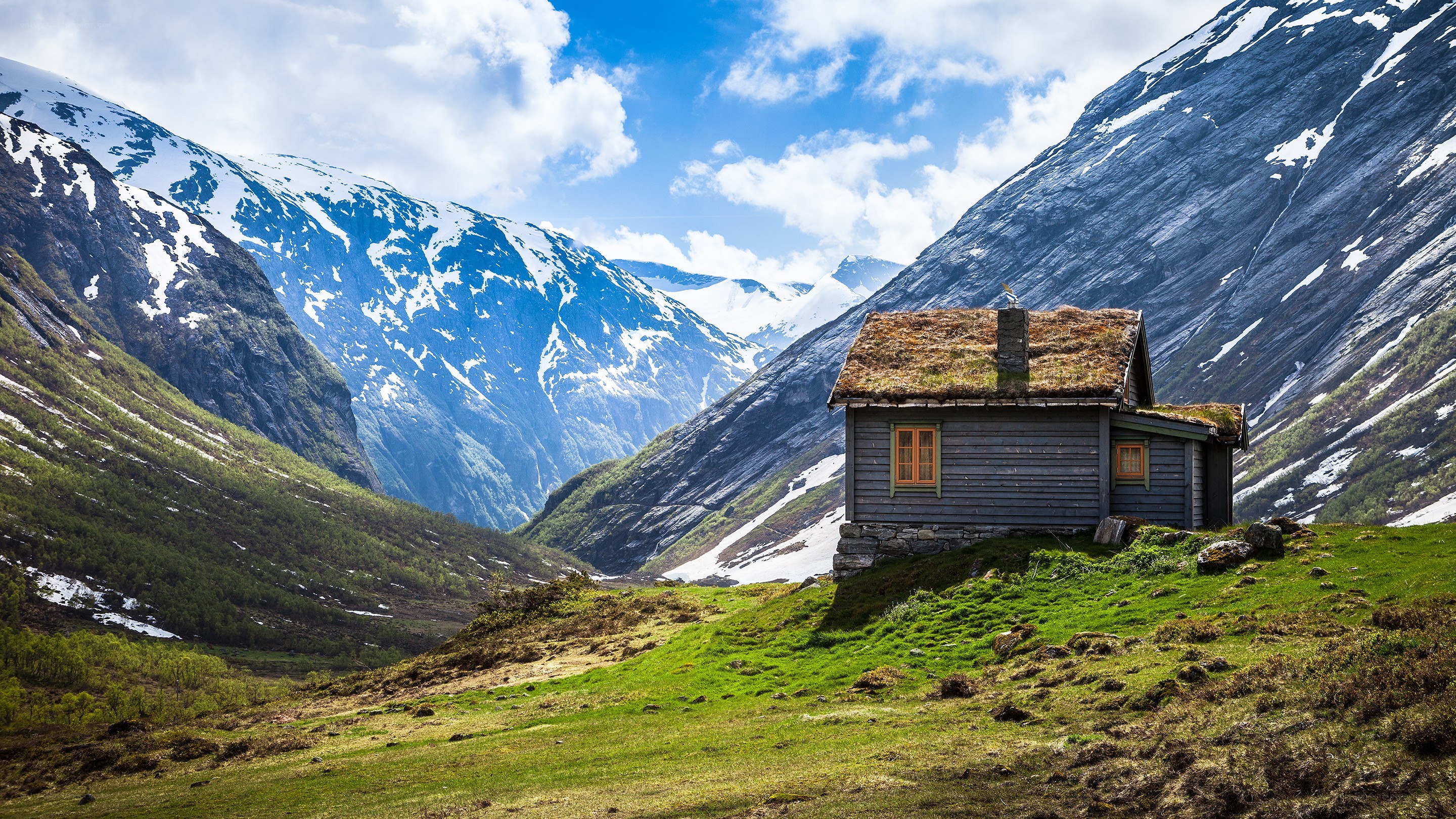 Cabin in a mountain valley