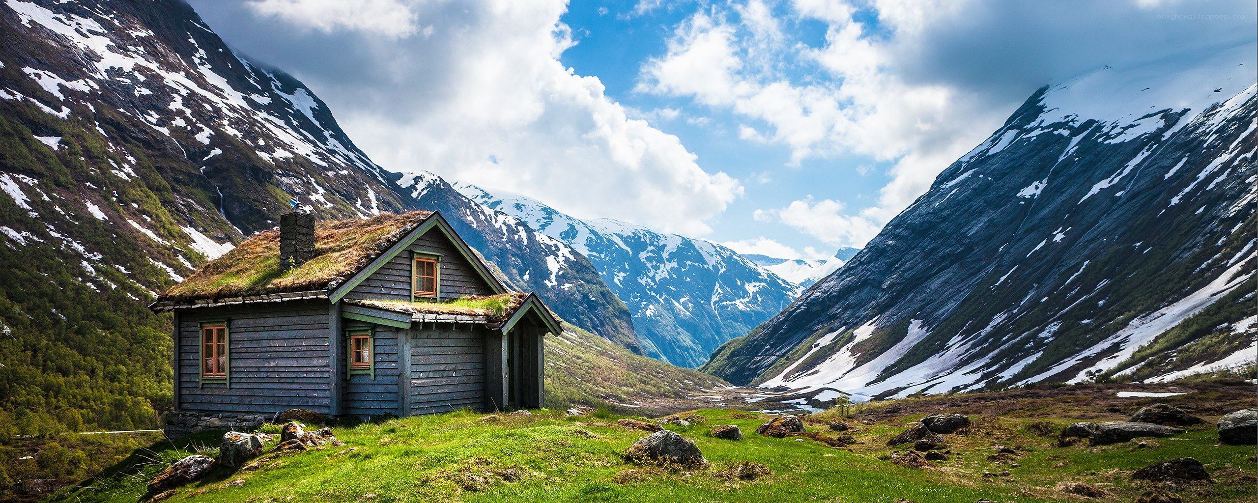 Cabin in a mountain valley