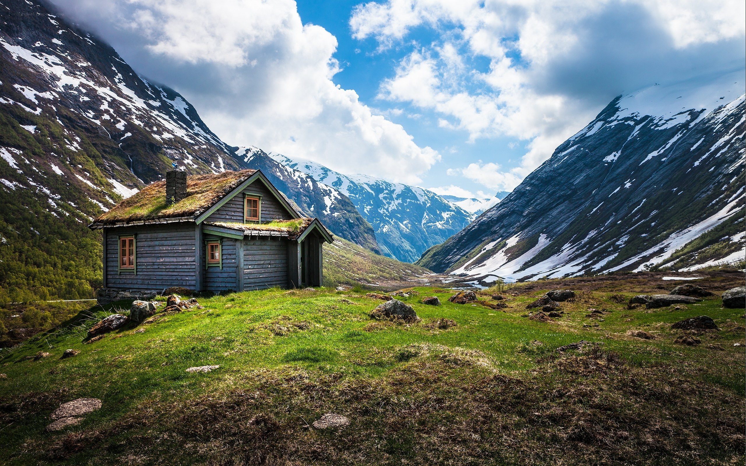 Cabin in a mountain valley