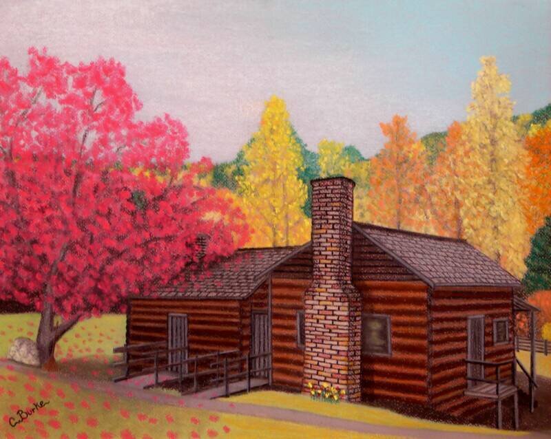 Cabin in autumn forest