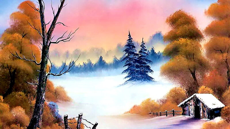 Cabin in Autumn Landscape — Orange