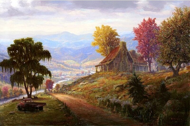Cabin in Autumn Valley
