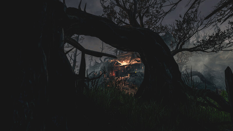 Cabin in Dark Forest — Black